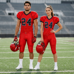 Uniforme Profesional de Fútbol Americano para Adultos Unisex, Rojo, Material de Poliéster Transpirable, Diseño Personalizado con Impresión - Product Image 1