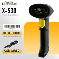 Escáner de Códigos de Barras 1D Xincode Factory, Lector de Códigos de Barras USB con Cable, Pistola de Escaneo de Códigos de Barras Láser Portátil para Express X-530