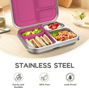 Porta Pranzo in Metallo Personalizzato a 3 Scomparti per Bambini, Contenitori Ermetici in Acciaio Inox per Scuola e Ufficio - Product Image 2