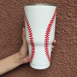 <b>Double</b> <b>Wall</b> Vacuum Sealed Stainless Steel 40oz Insulated Sports Adventure Travel <b>Mug</b> Iced Tea Coffee Baseball Print Tumbler - Product Image 5