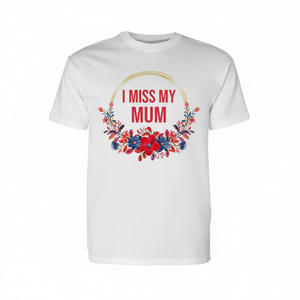T-shirt à manches longues avec motif floral rouge et bleu « I Miss My Mum », commémoration familiale - Product Image 2