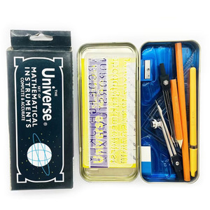 Offre Spéciale – Kit de Géométrie Métallique Universel de Qualité Supérieure, Multifonctionnel, 14 Pièces, dans une Boîte en Métal avec Stylo Bille - Product Image 1