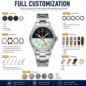 Orologio da uomo meccanico automatico OEM con quadrante luminoso 24 ore GMT multizona, personalizzato 39mm Pilot NH34 - Product Image 2