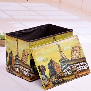 Taburete de Almacenamiento Plegable Laminado Impermeable Multifuncional de Gran Tamaño, Capacidad de 45L para Zapatos, Estilo Europeo, Tela No Tejida - Product Image 3