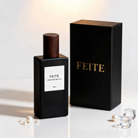 Nouvelle conception d'emballage de boîte personnalisée, flacon de parfum en verre coloré dégradé de 50 ml avec logo en estampe à chaud