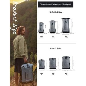 Premium 20L/30L/40L Waterproof Backpack <b>for</b> <b>Men</b> Floating Dry <b>Bag</b> Kayak Hiking Dry Backpack <b>Travel</b> <b>Bags</b> - Product Image 3