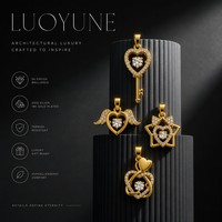 LUOYUNE – pendentifs romantiques en forme de cœur et de lune, plaqué or 18 carats, breloques en zircone, élégant cadeau d'anniversaire pour la fête des mères, bijoux tendance pour femmes