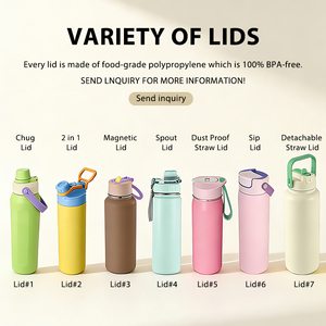 Flacons à vide à large ouverture de 32oz 40oz avec logo personnalisé Bouteille d'eau en acier inoxydable 18/8 de qualité alimentaire de 1 litre avec deux couvercles pour la salle de sport - Product Image 6