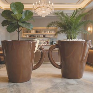 Macetero de Fibra de Vidrio Personalizado con Forma de <span class=keywords><strong>Taza</strong></span> de Café, Diseño Moderno y Lujoso para Decoración de Vestíbulos de Hotel y Plazas, Juego de Macetas Decorativas - Product Image 5