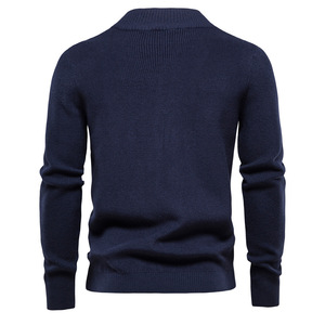 Venta al por mayor de fábrica de los hombres de cremallera de color sólido Chaqueta de punto para <span class=keywords><strong>hombre</strong></span> Slim Fit elegante cárdigan de punto - Product Image 2