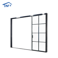 Portes de placard coulissantes modernes blindées en verre trempé double 96x80 avec cadre en alliage d'aluminium et moustiquaire en fibre de verre pour usage hôtelier