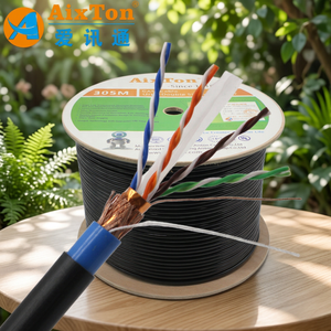 <span class=keywords><strong>สาย</strong></span>เคเบิล Cat 6 แบบมีฉนวนป้องกันสำหรับภายนอกอาคาร ความยาว 1000 ฟุต (305 เมตร)  วัสดุ PVC + PE หุ้มด้วยอลูมิเนียมฟอยล์  ถักด้วยทองแดง 90%  แบบ SFTP - Product Image 2