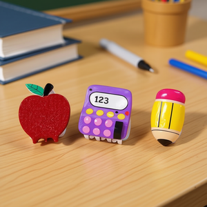 Lot de 600 pinces à cheveux en acrylique, calculatrice, crayon, pomme, design dessin animé pour femmes, rentrée scolaire - Product Image 2