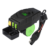 Chargeur de téléphone pour moto double USB 36W QC3.0 12V-24V avec voltmètre, interrupteur marche/arrêt, adaptateur de charge rapide double port étanche