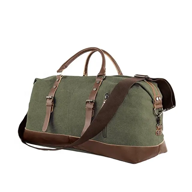 BSCI LVMH BSCI प्रमाण पत्र की आपूर्ति कस्टम लच्छेदार कैनवास और चमड़े क्लासिक निविड़ अंधकार duffel बैग और यात्रा duffel बैग