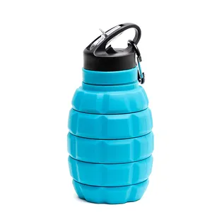 2024 yeni güncelleme 580ML renkli bombası şekli benzersiz silikon su şişesi kullanımlık katlanabilir açık spor içecek şişesi