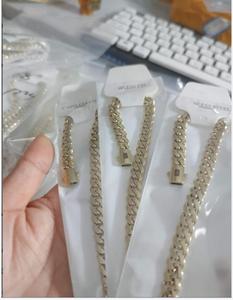 Bracelet <span class=keywords><strong>en</strong></span> acier inoxydable plaqué <span class=keywords><strong>or</strong></span> 14 carats, bouton cubain brillant crypté, bijoux pour hommes et femmes, chaîne à maillons géométriques, tendance, 6/8/10/12/14 mm - Product Image 4