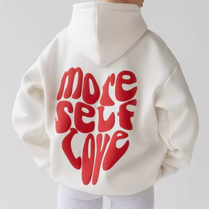 <span class=keywords><strong>Felpa</strong></span> con Cappuccio <span class=keywords><strong>Oversize</strong></span> Casual in Cotone Pesante Personalizzata con Stampa a Rilievo per <span class=keywords><strong>Donna</strong></span> - Product Image 2
