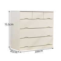 Cómoda Moderna de 6 Cajones, Organizador de Almacenamiento para Dormitorio de Madera con Tiradores Metálicos, Mueble Amplio para TV, para Armario, Sala de Estar, Fácil de Montar