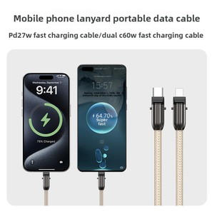 Câble tressé anti-perte pour téléphone portable CC 60W CL 27W avec cordon tour de cou et câble de charge rapide Type-C/<span class=keywords><strong>Lightning</strong></span> 1,2 m - Product Image 4