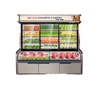 Commerciële Dubbele Temperatuur Verticale Display Koeler Voor Restaurants Pittige Hot Pot & Fresh-Keeper Voor Groenten En Fruit
