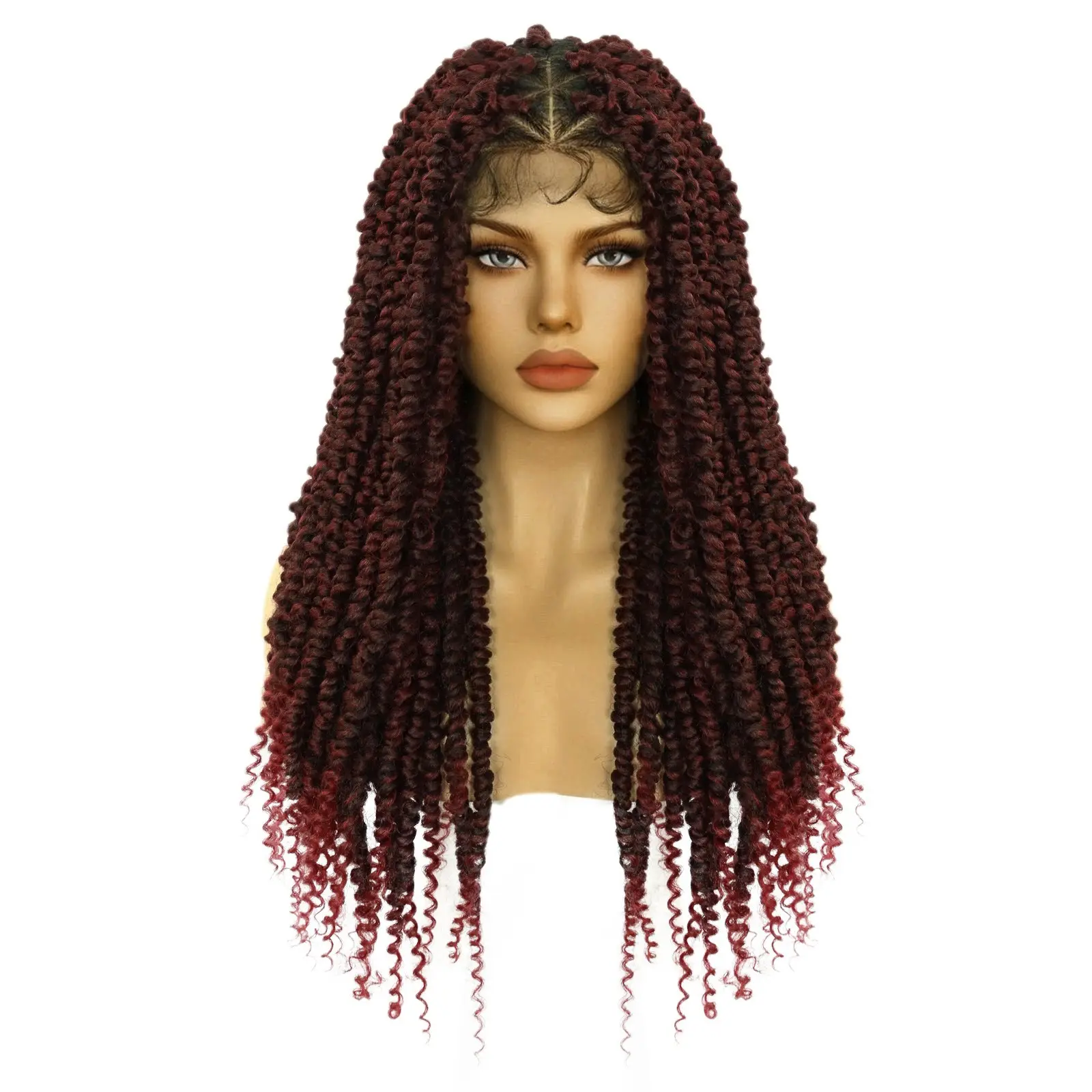 Anogol Hair Full Lace Front Wigs Long Natural Hair Hot Selling Braid Lace Wig New Style Gradient Red Hair