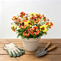 Bouquet de fleurs artificielles réalistes de primulas avec garniture en eucalyptus, légères et souples, pour la décoration extérieure et les aménagements paysagers, idéal pour la Fête des Mères et Pâques