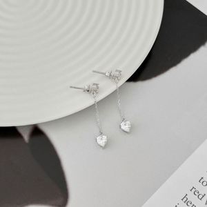 Dylam Charm <b>Fine</b> Fashion Jewelry 925 Silver Dangle Tassel 5A Zirconia Heart Love <b>Stud</b> <b>Earrings</b> for Women Lady Girls Gifts Daily - Product Image 2