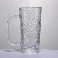 Verres à bière en verre de style INS simples avec poignée, corps droit pour café, jus, thé