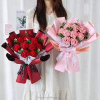 Nouveaux cadeaux créatifs, produit artisanal, tricot à la main, grand bouquet de fleurs, fleurs en coton au crochet pour mariage, cadeaux d'anniversaire