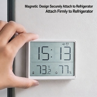 Jam Alarm Digital LCD Plastik Modern Tipis Multifungsi Satu Sisi Dapat Dipasang di Dinding Kecil Bertenaga Baterai Listrik untuk Ruang Tamu