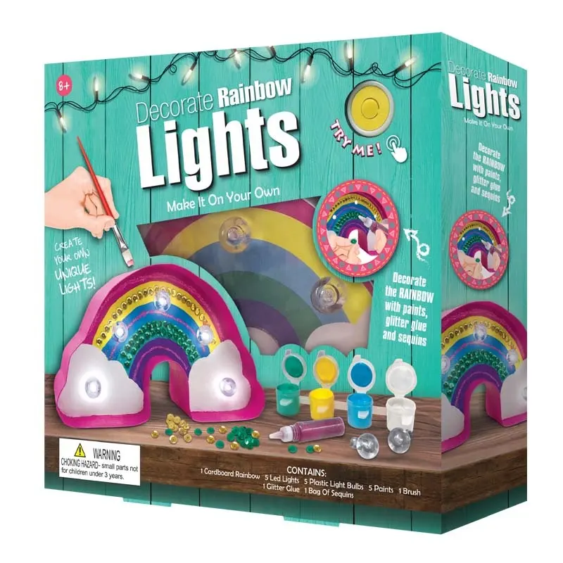 Atacado mágica crianças artesanato pintura led kit arte desenho arco-íris luz para cima de papel marquee diy premium brinquedos educativos conjunto