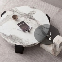 Table de salon nordique ronde en marbre de luxe moderne pour le thé Basse Set Mesas De Centro Tables basses pour le salon Maison