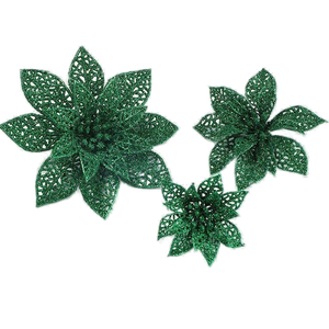 Flores Navideñas Artificiales con Purpurina, Flores Huecas Navideñas para Decoración de Árboles, Bodas, Fiestas, Chimeneas y Escaleras - Product Image 2