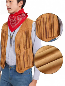 <span class=keywords><strong>Gilet</strong></span> à franges pour <span class=keywords><strong>homme</strong></span>, style années 60-70, <span class=keywords><strong>hippie</strong></span>, ouvert sur le devant, sans manches, cardigan, veste en faux daim style cowgirl western avec pompons - Product Image 3