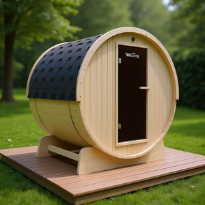 Sauna en bois de pin pour l'extérieur Tmg Living, 3 personnes, avec porte en verre trempé, chauffage électrique, alimentation par prise électrique - Product Image 2