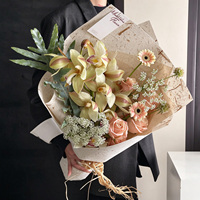 Kertas Pembungkus Bunga 50x70cm dengan Tepi Dekel Sobek Tangan, Serat Tumbuhan Asli, Lembar Pembungkus Buket Bunga, Perlengkapan Florist