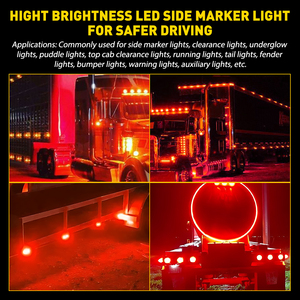 ไฟแตงโม LED 2 ดวง สีแดง กระพริบ สำหรับรถบรรทุก รถพ่วง ไฟเลี้ยวข้างทรงกลม ไฟบอกตำแหน่ง LED 12V - Product Image 4
