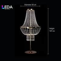 LEDA Offre Spéciale – Grand Centre de Table Doré avec Perles de Cristal et Support Miroir, Lustre Centre de Table pour Décoration de Table de Mariage et Événements