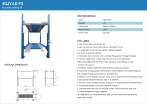 Elevador de estacionamiento automotriz, elevador de 4 postes para coche