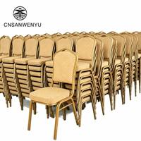 Chaises de banquet empilables pour hôtels, avec structure métallique et coussin en tissu, pour mariages, événements et restaurants (vente en gros)