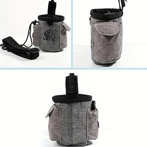 Sac à friandises pour animaux de compagnie imperméable gris, pochette pour collations d'entraînement avec ceinture, logo personnalisé pour les promenades avec le chien - Product Image 4