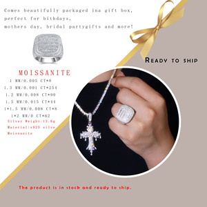 แหวนฮิปฮอปประดับมอสซาไนต์ทรงเอเมอรัลด์ 4.024 กะรัต ตัวเรือนเงินแท้ 925 ชุบแพลตตินั่ม พร้อมใบรับรองการฝังแบบ Pave Setting สำหรับทั้งชายและหญิง น้ำหนัก 13.6 กรัม - Product Image 5