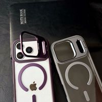 Étui magnétique de luxe avec béquille pour objectif compatible iPhone 17 16 Pro Max, coque antichoc mate
