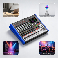 Console de mixage audio numérique 6 canaux avec alimentation fantôme 48V, Bluetooth, MP3, USB OTG, écran LCD 2,8 pouces, égaliseur 7 bandes pour studio à domicile et diffusion en direct