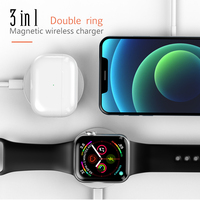 Chargeur sans fil portable pliable 3 en 1 avec support à double anneau en métal Nouveau produit-Accessoire de charge pour écouteurs magnétiques