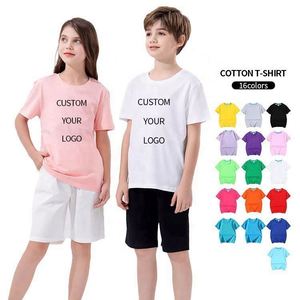 Unisex 100% Cotton Kids T-<b>Shirts</b> Comfortable Healthy for Summer with Custom Logo Casual Short Sleeve Round Neck for Boys Girls - Product Image 5