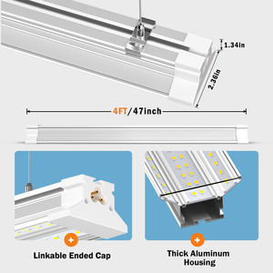130LM/W T8 4ft <b>8ft</b> Linkable LED <b>strip</b> shop <b>light</b> fixture Hanging and Surface Mount for Workshop Garage Shop and Warehouse - Product Image 5