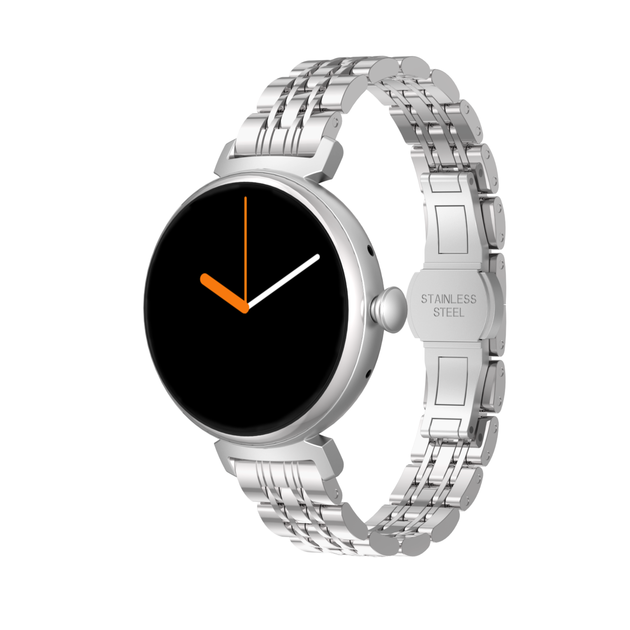 Silver + silver steel strap