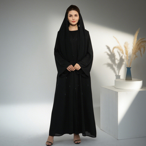 Alta calidad gasa hecha a mano con cuentas abierto Abaya adorno Dubai Abaya lujo EID islámico musulmán mujeres vestido modesto Abaya - Product Image 4